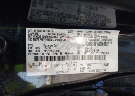 2013 Ford Focus Se из США, поврежденный, VIN 1FADP3K24DL265415